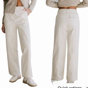 Frank and Oak Emma Wide Leg Pant in Cream